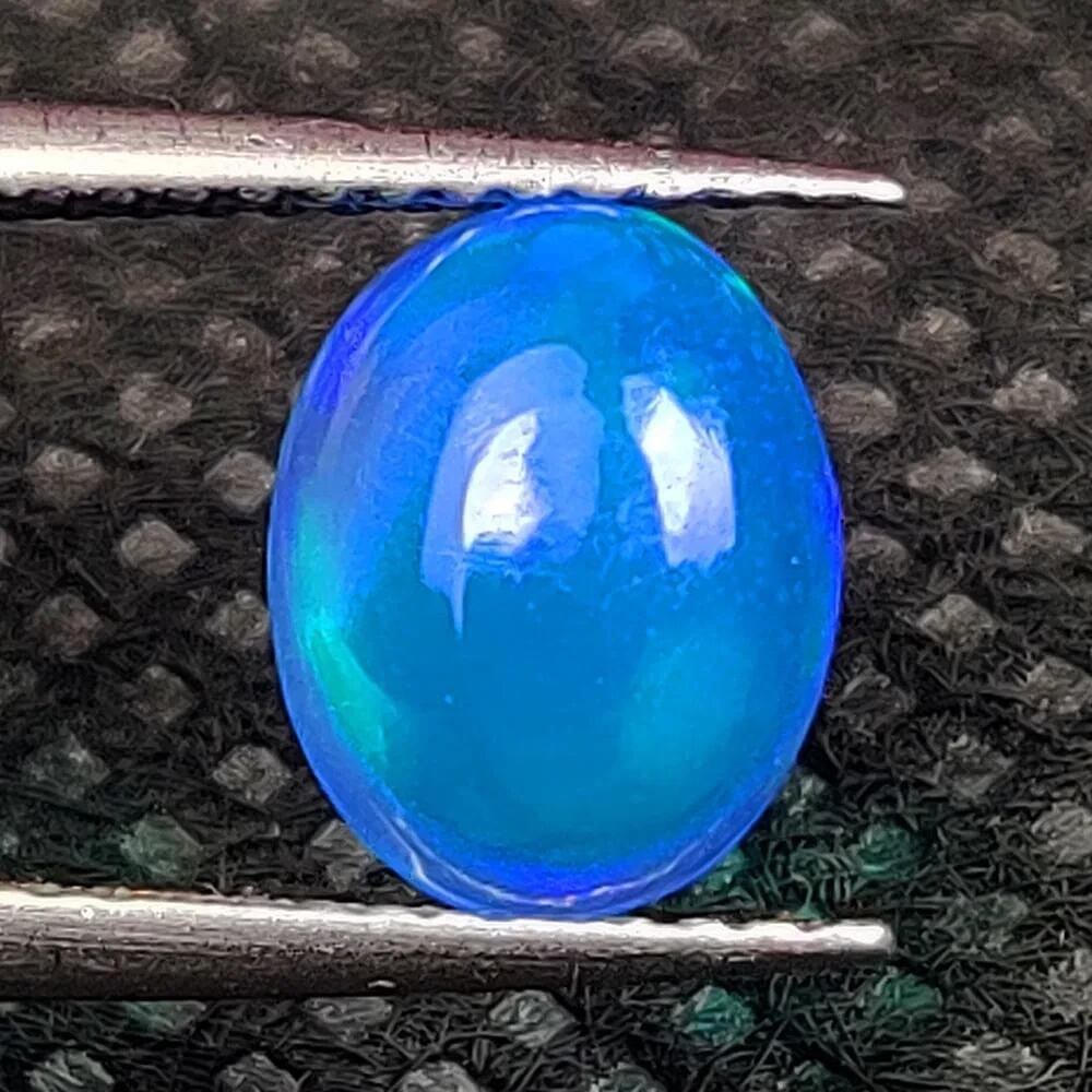 1.20 Ct Natural Blue Fire Opal Oval Cab, Ethiopia